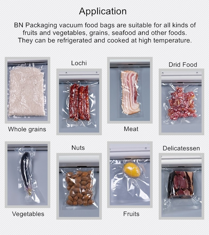 BPA 무료 진공 저장 백 맞춘 음식은 전체 동결된 투명한 진공 씰 가방 10을 엠보싱 처리했습니다
